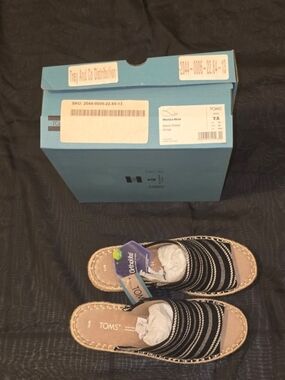 TOMS Striped Slip-On Espadrilles Wedge Sandals